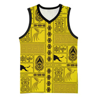 Papua New Guinea Heritage Motif Basketball Jersey Yellow Version