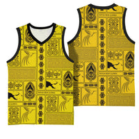 Papua New Guinea Heritage Motif Basketball Jersey Yellow Version