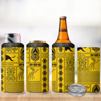 Papua New Guinea Heritage Motif 4 in 1 Can Cooler Tumbler Yellow Version