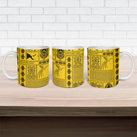 Papua New Guinea Heritage Motif Ceramic Mug Yellow Version