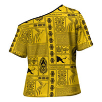 Papua New Guinea Heritage Motif Cross Shoulder Shirt Yellow Version
