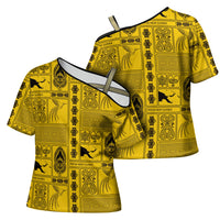 Papua New Guinea Heritage Motif Cross Shoulder Shirt Yellow Version