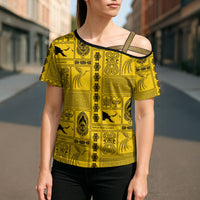 Papua New Guinea Heritage Motif Cross Shoulder Shirt Yellow Version