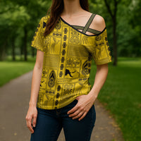 Papua New Guinea Heritage Motif Cross Shoulder Shirt Yellow Version