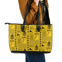 Papua New Guinea Heritage Motif Leather Tote Bag Yellow Version