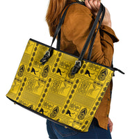 Papua New Guinea Heritage Motif Leather Tote Bag Yellow Version