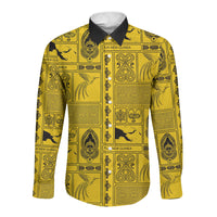 Papua New Guinea Heritage Motif Long Sleeve Button Shirt Yellow Version