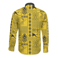 Papua New Guinea Heritage Motif Long Sleeve Button Shirt Yellow Version