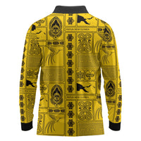 Papua New Guinea Heritage Motif Long Sleeve Polo Shirt Yellow Version