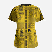 Papua New Guinea Heritage Motif Scrub Top Yellow Version