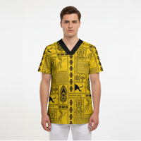 Papua New Guinea Heritage Motif Scrub Top Yellow Version
