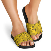 Papua New Guinea Heritage Motif Slide Sandals Yellow Version