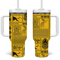 Papua New Guinea Heritage Motif Tumbler With Handle Yellow Version