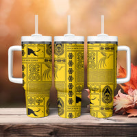 Papua New Guinea Heritage Motif Tumbler With Handle Yellow Version