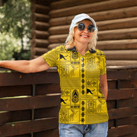 Papua New Guinea Heritage Motif Women Polo Shirt Yellow Version