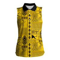 Papua New Guinea Heritage Motif Women Sleeveless Polo Shirt Yellow Version