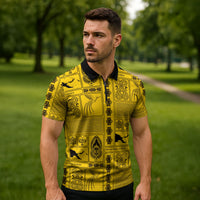 Papua New Guinea Heritage Motif Zipper Polo Shirt Yellow Version