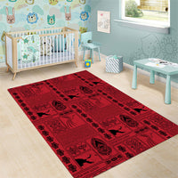 Papua New Guinea Heritage Motif Area Rug Red Version