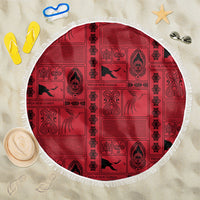 Papua New Guinea Heritage Motif Beach Blanket Red Version