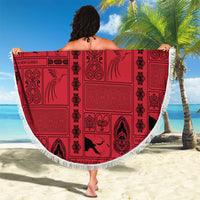 Papua New Guinea Heritage Motif Beach Blanket Red Version