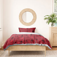 Papua New Guinea Heritage Motif Bedding Set Red Version
