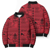 Papua New Guinea Heritage Motif Bomber Puffer Jacket Red Version