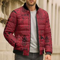 Papua New Guinea Heritage Motif Bomber Puffer Jacket Red Version