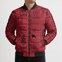 Papua New Guinea Heritage Motif Bomber Puffer Jacket Red Version