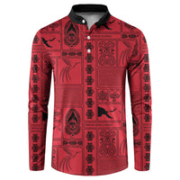 Papua New Guinea Heritage Motif Button Sweatshirt Red Version