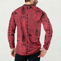 Papua New Guinea Heritage Motif Button Sweatshirt Red Version