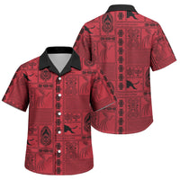 Papua New Guinea Heritage Motif Family Matching Summer Maxi Dress and Hawaiian Shirt Red Version
