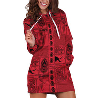 Papua New Guinea Heritage Motif Hoodie Dress Red Version