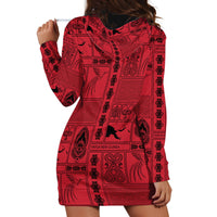 Papua New Guinea Heritage Motif Hoodie Dress Red Version
