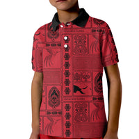 Papua New Guinea Heritage Motif Kid Polo Shirt Red Version