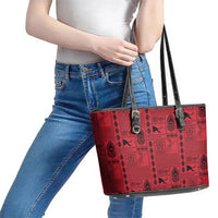 Papua New Guinea Heritage Motif Leather Tote Bag Red Version