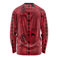 Papua New Guinea Heritage Motif Long Sleeve Shirt Red Version