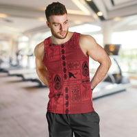 Papua New Guinea Heritage Motif Men Tank Top Red Version