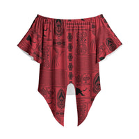 Papua New Guinea Heritage Motif Off Shoulder Wrap Waist Top Red Version