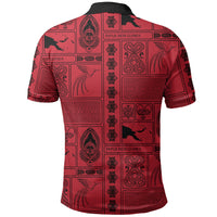 Papua New Guinea Heritage Motif Polo Shirt Red Version