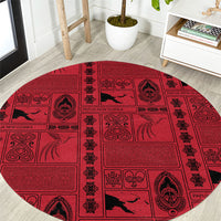 Papua New Guinea Heritage Motif Round Carpet Red Version