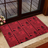 Papua New Guinea Heritage Motif Rubber Doormat Red Version