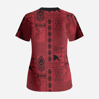 Papua New Guinea Heritage Motif Scrub Top Red Version
