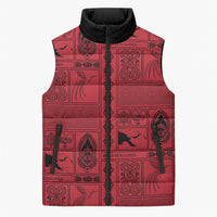 Papua New Guinea Heritage Motif Sleeveless Puffer Jacket Red Version
