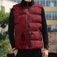 Papua New Guinea Heritage Motif Sleeveless Puffer Jacket Red Version