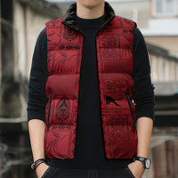 Papua New Guinea Heritage Motif Sleeveless Puffer Jacket Red Version