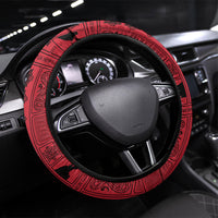 Papua New Guinea Heritage Motif Steering Wheel Cover Red Version