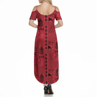 Papua New Guinea Heritage Motif Summer Maxi Dress Red Version