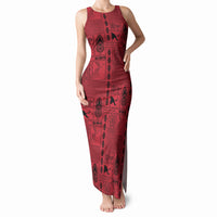 Papua New Guinea Heritage Motif Tank Maxi Dress Red Version