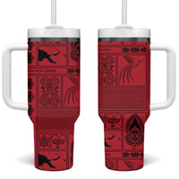 Papua New Guinea Heritage Motif Tumbler With Handle Red Version