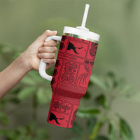 Papua New Guinea Heritage Motif Tumbler With Handle Red Version